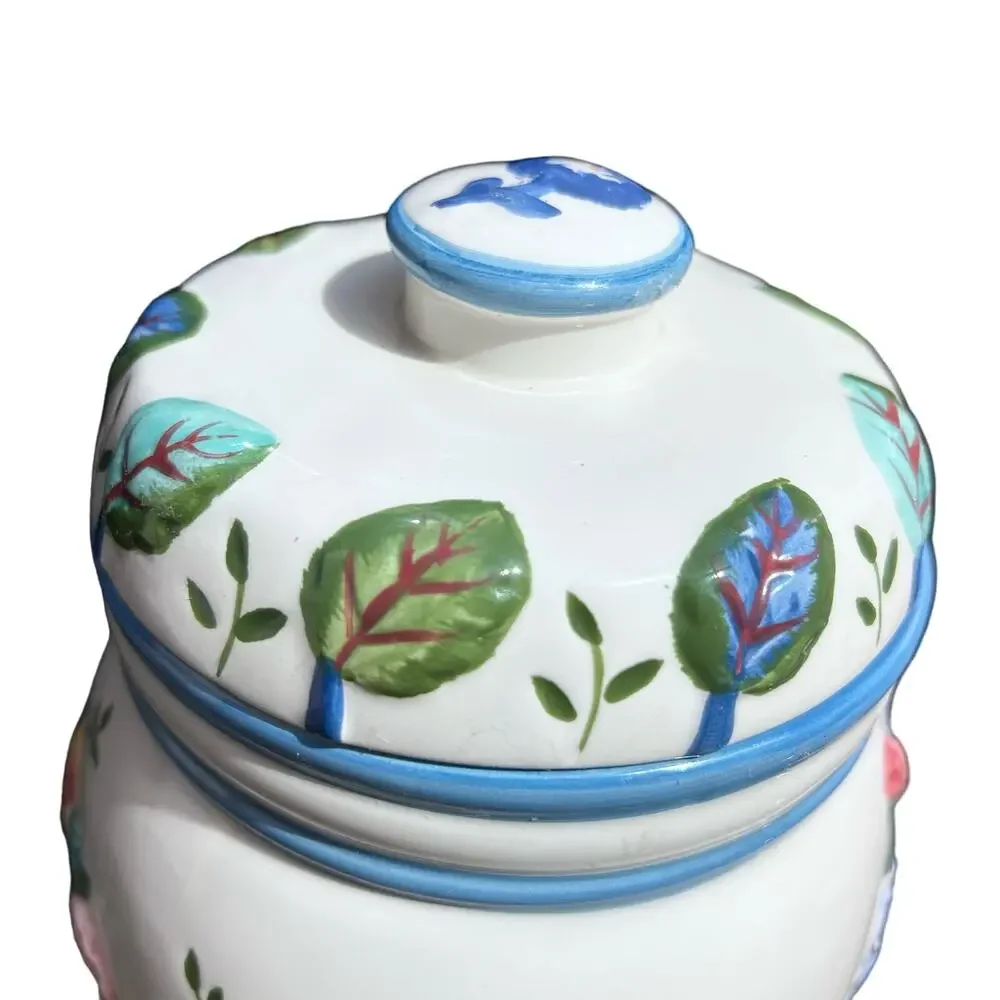 Laura Ashley ceramic‎ Jar vintage floral cottagecore multicolor flour tea cookie